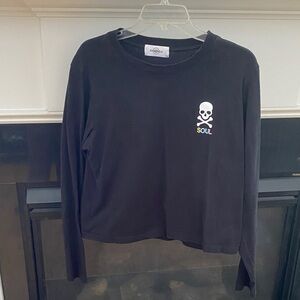 SoulCycle Black Crop Top with Skull Graphic